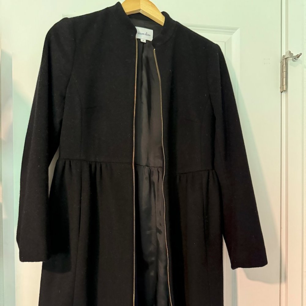 Steven Alan Womens Fitted Black Wool Coat with Zipper Size 4